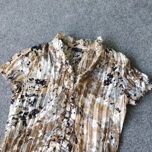 Zara Women's Ruffled Blouse - Cream and Black